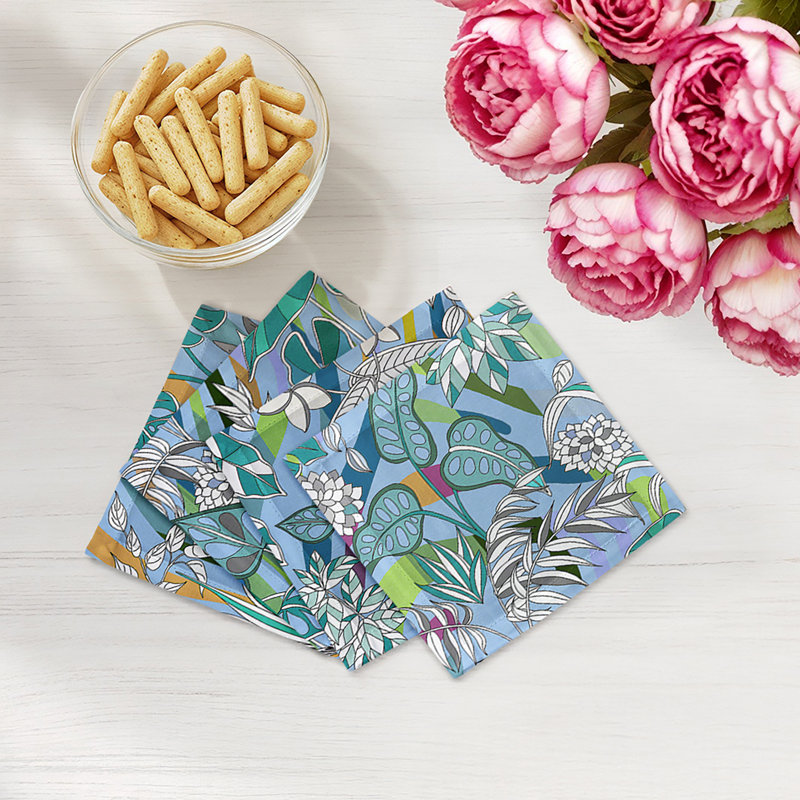 Sabi Jungle Cotton Sateen Cocktail Napkins, Savuti