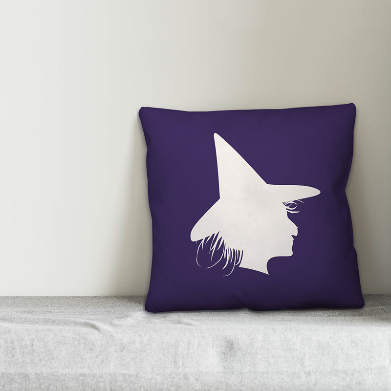  Coussin Witch, 18 po x 18 po, Mauve / Blanc, Utilisation intérieure/extérieure