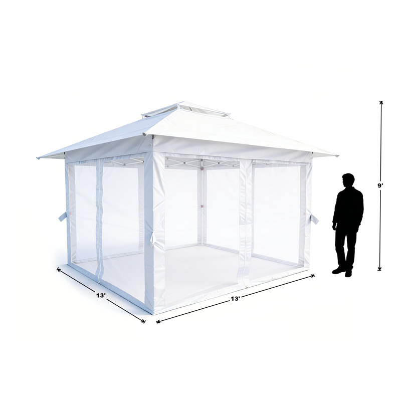 13' x 13' Pop-Up Patio Gazebo with Mosquito Netting, Heavy-Duty Double-Tier Canopy, Metal Frame for Backyard & Deck