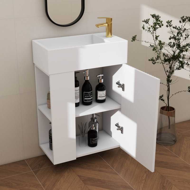 Meuble-lavabo flottant contemporain de 18,5 po avec lavabo en résine