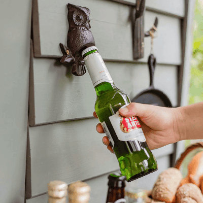 Ouvre-bouteille en fonte Rustic Owl