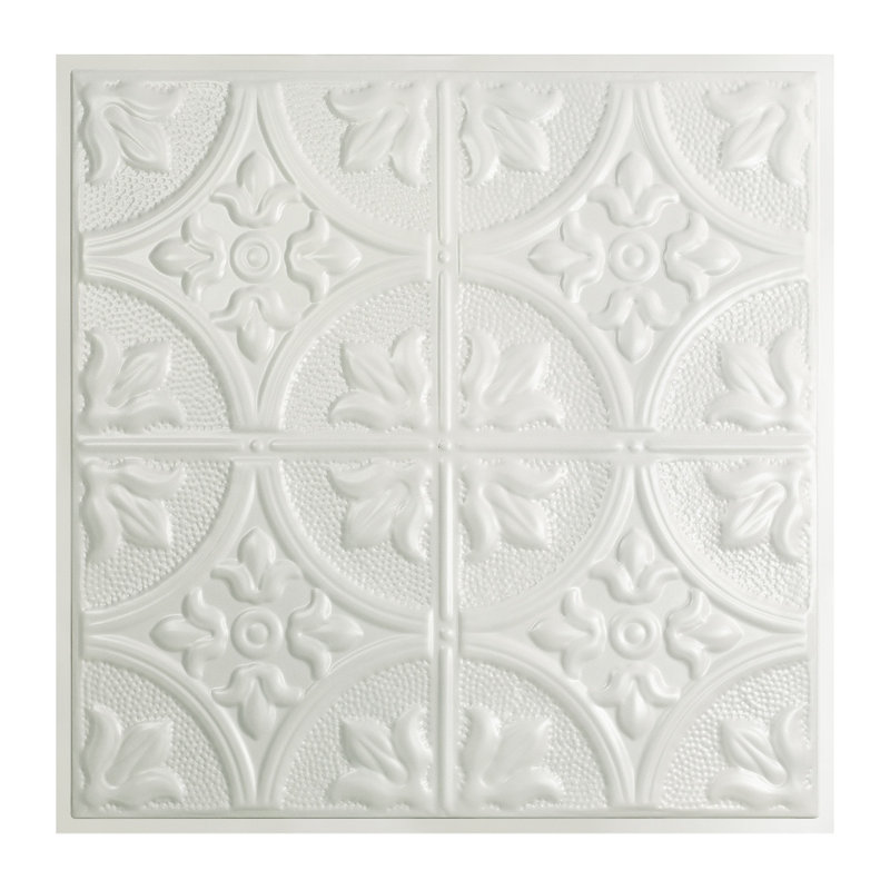 Dalle de plafond Great Lakes Tin Jamestown 2 pi x 2 pi (paquet de 5), Blanc brillant