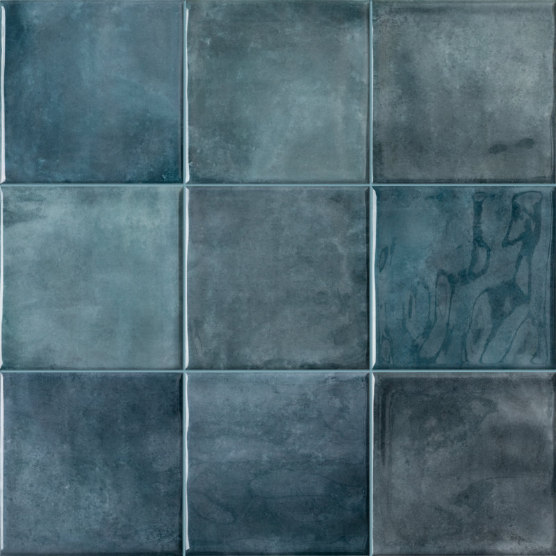 Ceramic Stone Look TIle 6" x 6", Blue