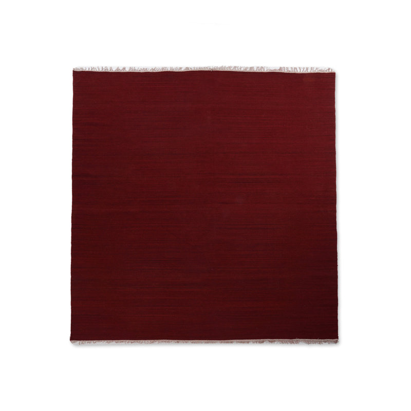 Alithea Hand Woven Flat Weave Kilim Wool Eco-Friendly Area Rugs - Square | Burgundy Color | Solid Design | Area Rugs for living room, Bedroom