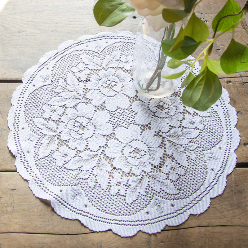 Billups Polyester Floral Round Doily