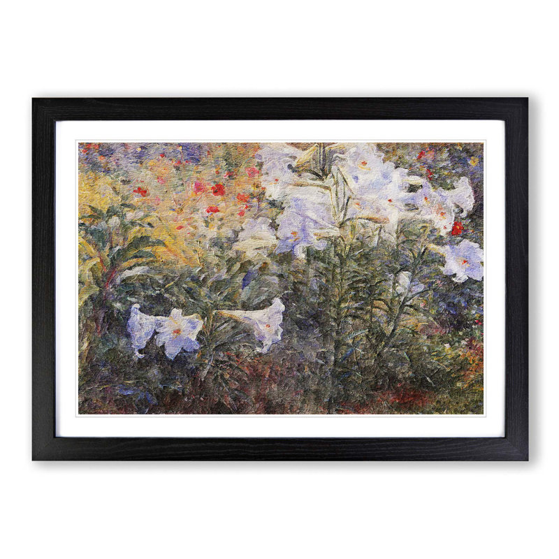 Easter Lilies by Kuroda Seiki - Picture Frame Painting Print on MDF, Black Framed, 27cm H x 36cm W x 2cm D