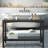 Outdoor Console Table Patio Buffet Bar Storage Organizer 45" Long Wicker Sofa Serving Sideboard Table 2-Shelf Outdoor Narrow Bar Table Tall Rectangle With Adjustable Feet For Entryway Black