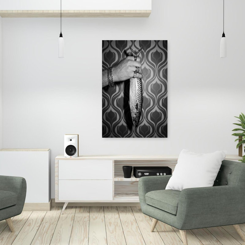 Art mural rétro élégant avec maquereau rétro, H 36 po x l 24 po