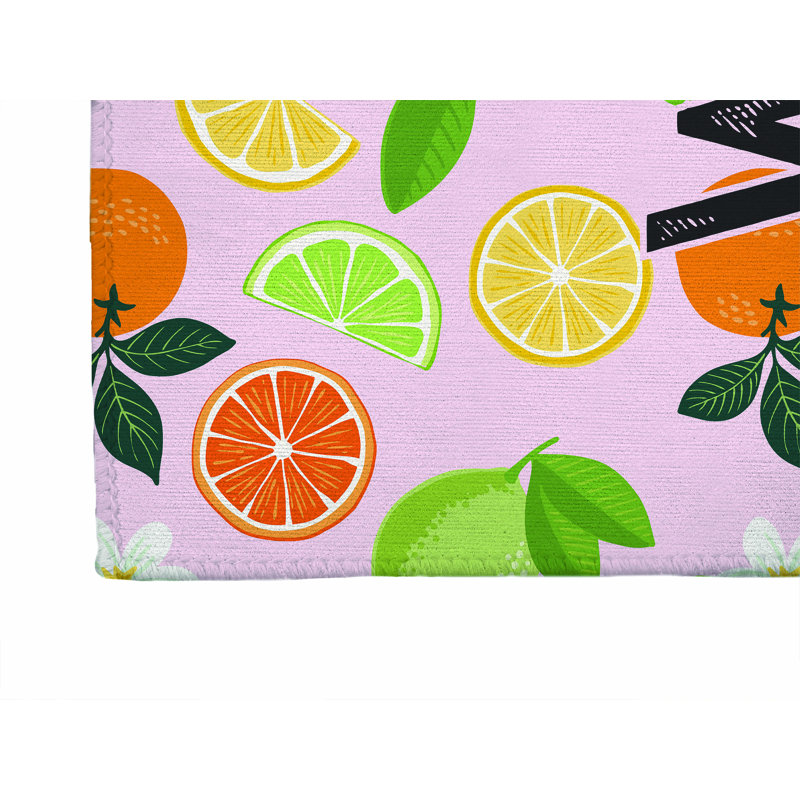 Paillasson Sunny Citrus Welcome, Rose, L 60 po x L 84 po