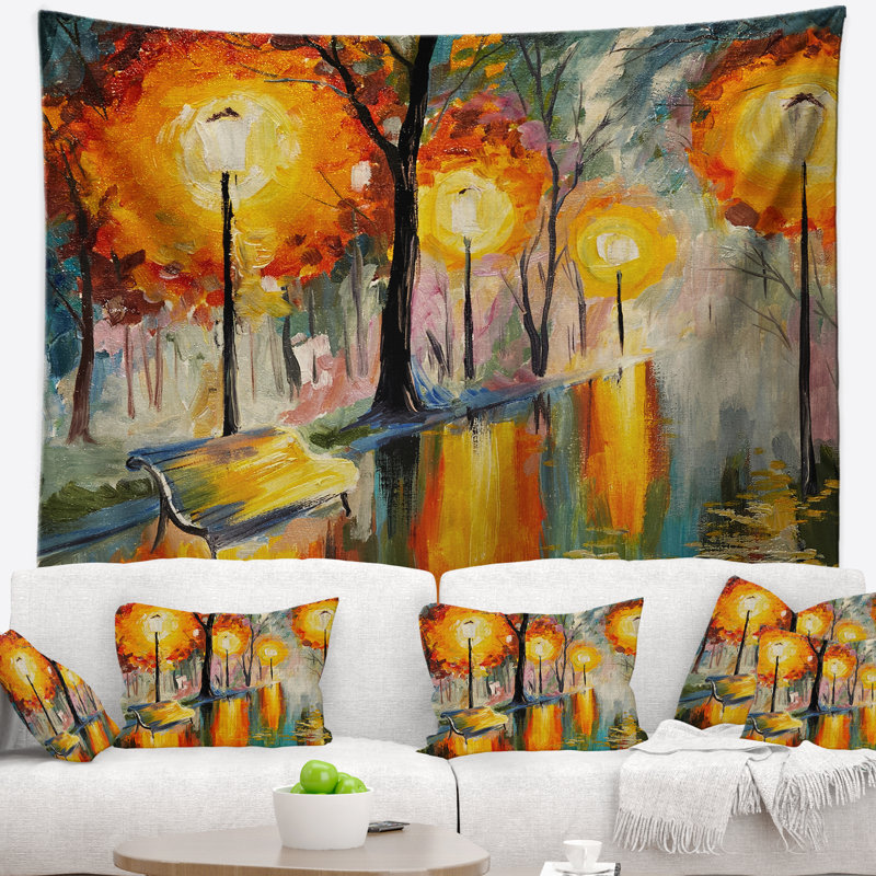 Rue du paysage en tapisserie d'automne, H 32 po x l 39 po