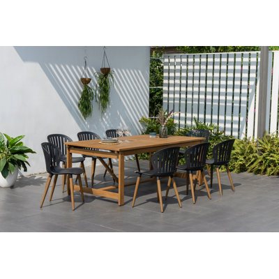 Anautica Outdoor Patio Furniture 9pc 100% FSC Certified  Teak Finish Wood Dining Set