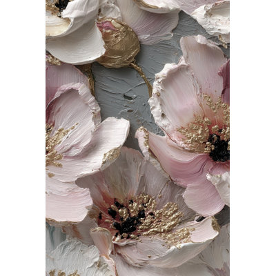 Floral Wallpaper Pink Gold Decorative Mural