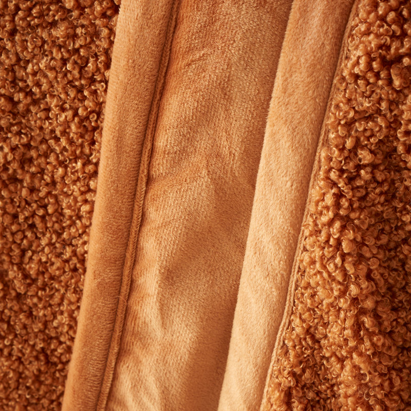 So Soft Velvet Boucle Blanket Throw, Caramel