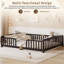Lit de sol Montessori Queen Size, lit avec barrière de sécurité en pin et entrée centrale, couleur espresso-94654437
