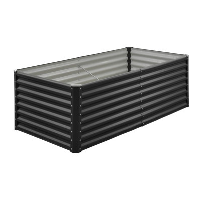 Metal Raised Garden Bed, 6 x 3 x 2 ft Outdoor Galvanized Planter Garden Box, Open Bottom Design, Large Planter Raised Bed for Growing Vegetables, Flowers, Herbs, and Succulents, Dark Gray