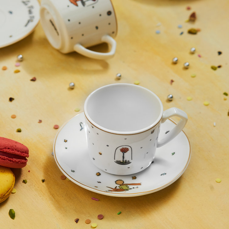 Karaca The Little Prince Tea Coffee Cup and Saucer Set for 6 - 6 Piece