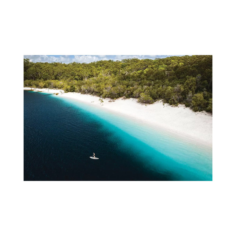 Paddle Boarder Beach Lake Mckenzie (wide) 1 Piece Wrapped Canvas Wall Art, 20.32 cm H x 30.48 cm W