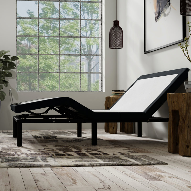 Base réglable pleine grandeur avec éclairage à DEL, fonction de massage - Base de lit zéro: 4 options de hauteur de pieds, massage,