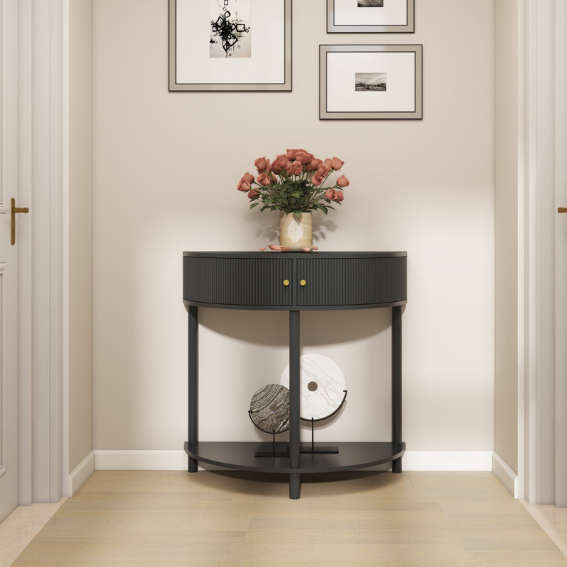 Console demi-lune Artisan, Gris foncé