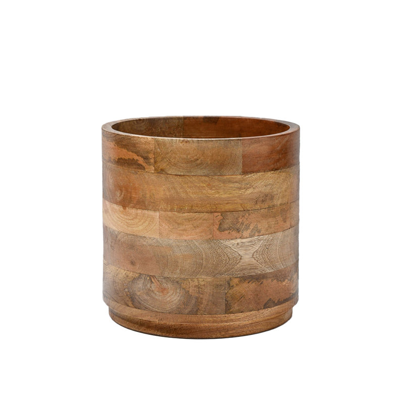 Gaylor Wood Cachepot, 8.5" H x 9" W x 9" D