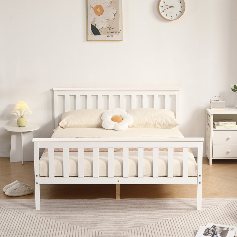 Shane Solid Wood Bed, Double (4'6), White