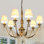 Lustre à intensité variable classique / traditionnel à 6 lumières avec abat-jour en tissu
