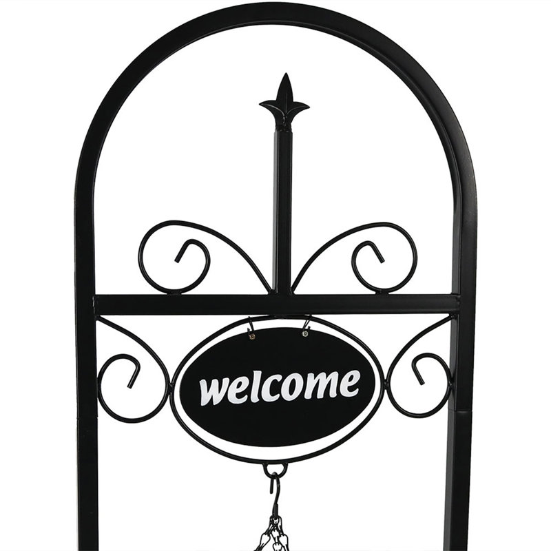 Pot à fleurs suspendu en métal avec panneau de bienvenue de 16 po x 14 po x 48 po Lowoftoft
