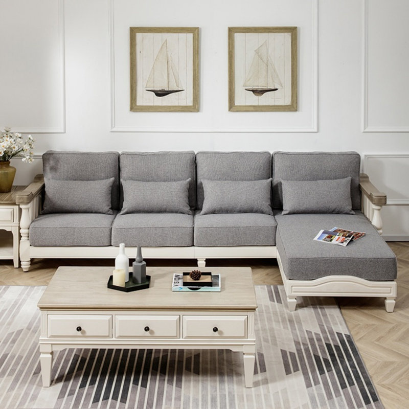 Retro Creative Grey Sofa, 36.22" H x 124.02" W x 67.72" D