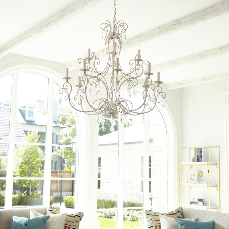 Style bougie classique/traditionnel 12 lumières lustre Richland, Blanc perse