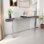 Luxury Full-length Mirror Console Table With Fluted Tempered Glass And Rounded Edge
