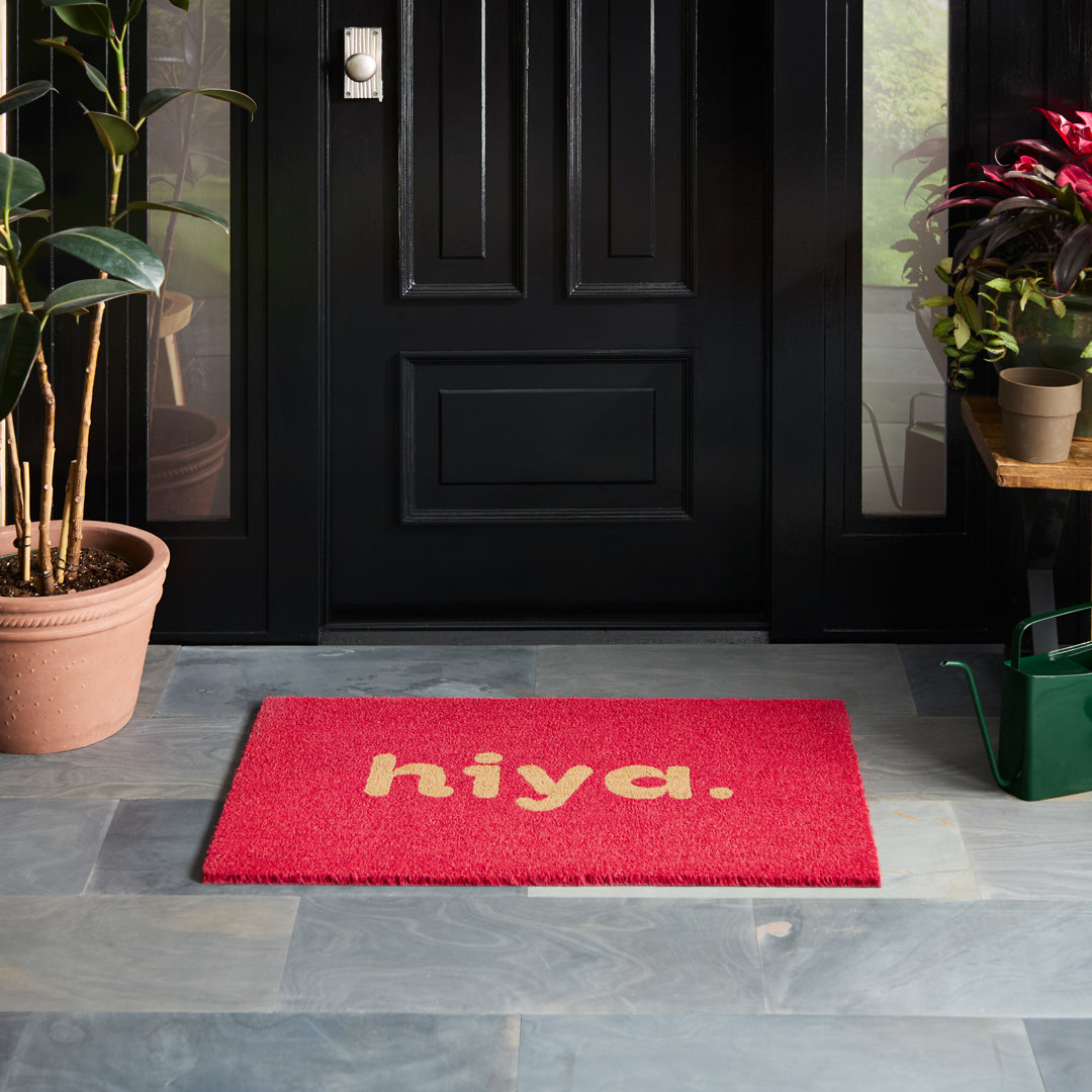 TOWN & COUNTRY LIVING Hiya Painted Welcome Non-Slip Indoor Outdoor Door Mat Town & Country Living 