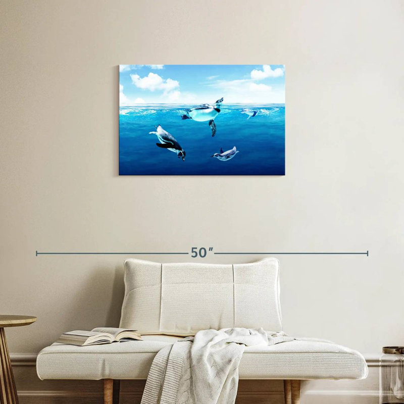 Pingouins bruns sous l'eau, H 20 po x l 30 po