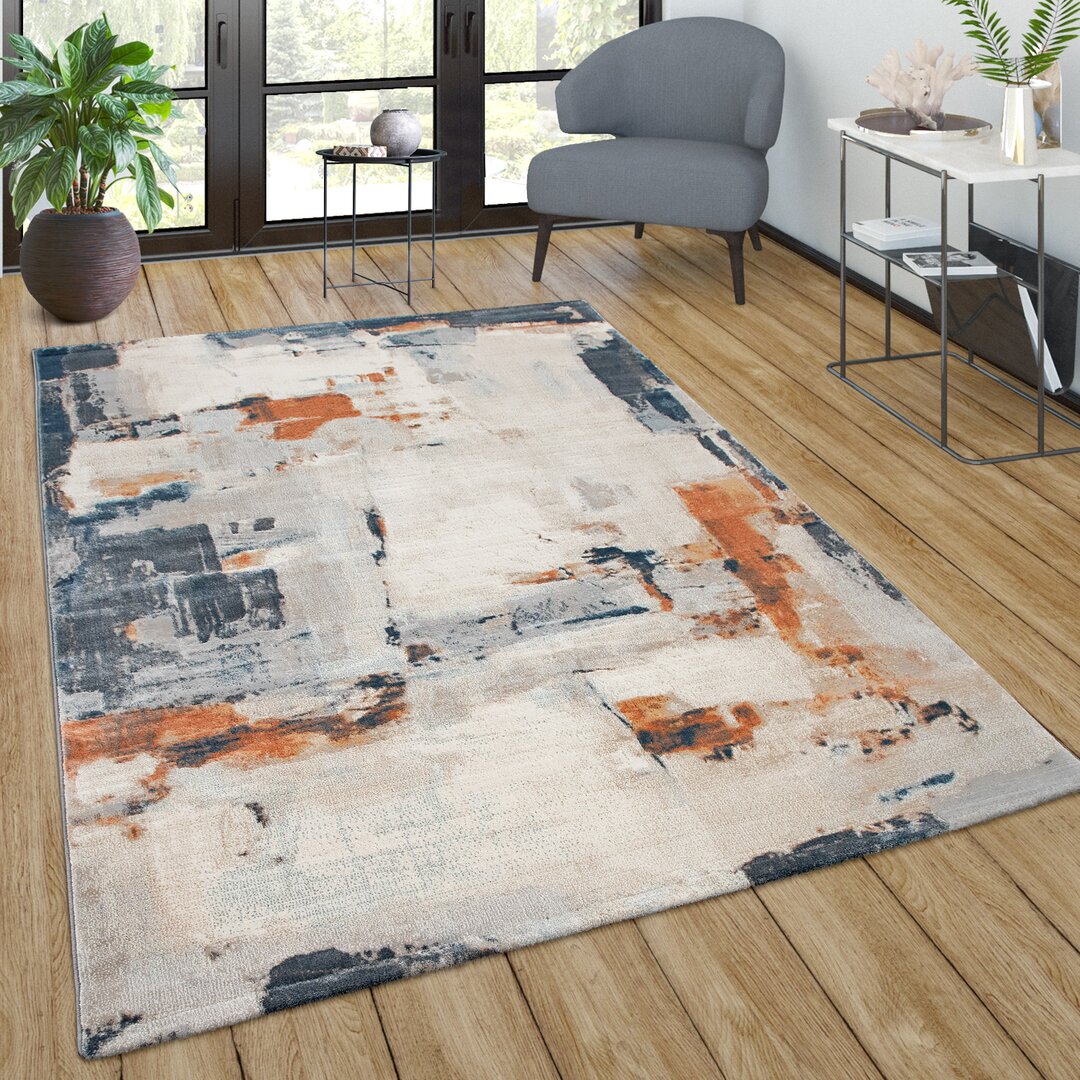 Carpet Living Room Vintage Short Pile Pattern Abstract Gradient Modern Beige Grey