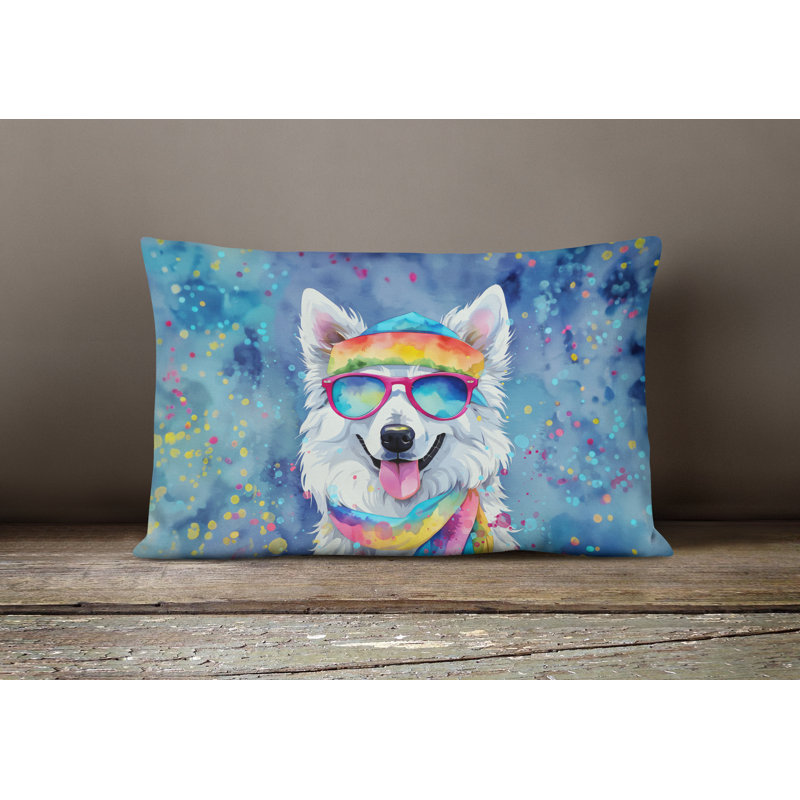 American Eskimo Hippie Dawg Fabric Decorative Pillow