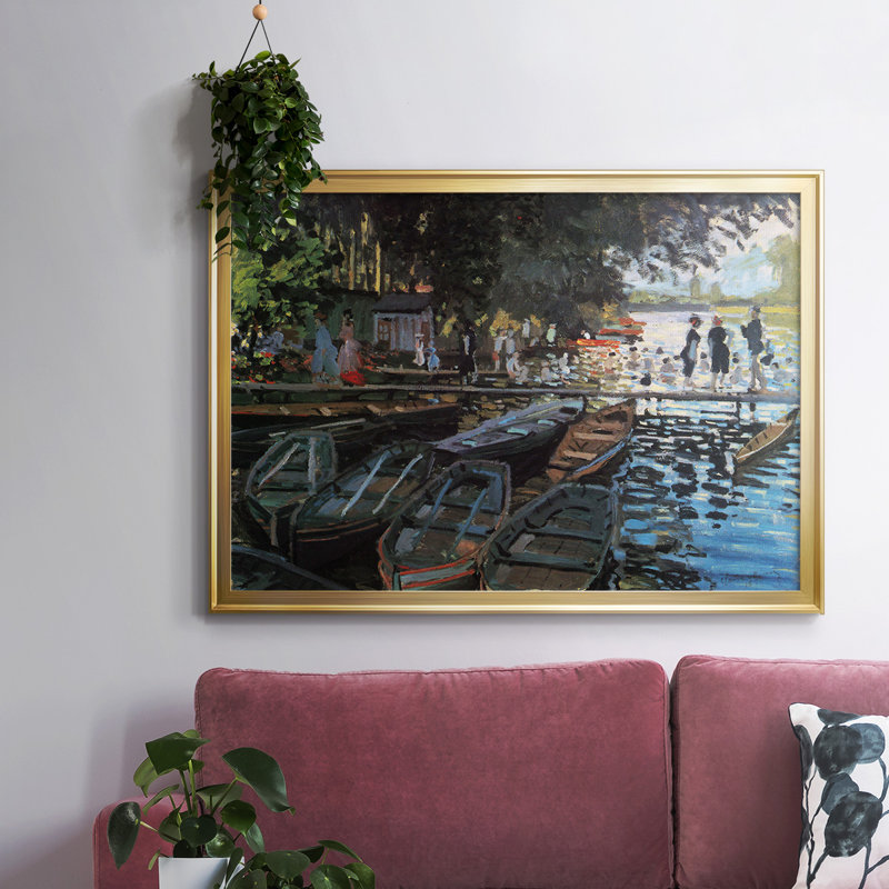 «Bathers At La Grenoullière» par Monet, reproduction d'art sur toile, H 30 po x l 44 po x P 1,5 po, Or