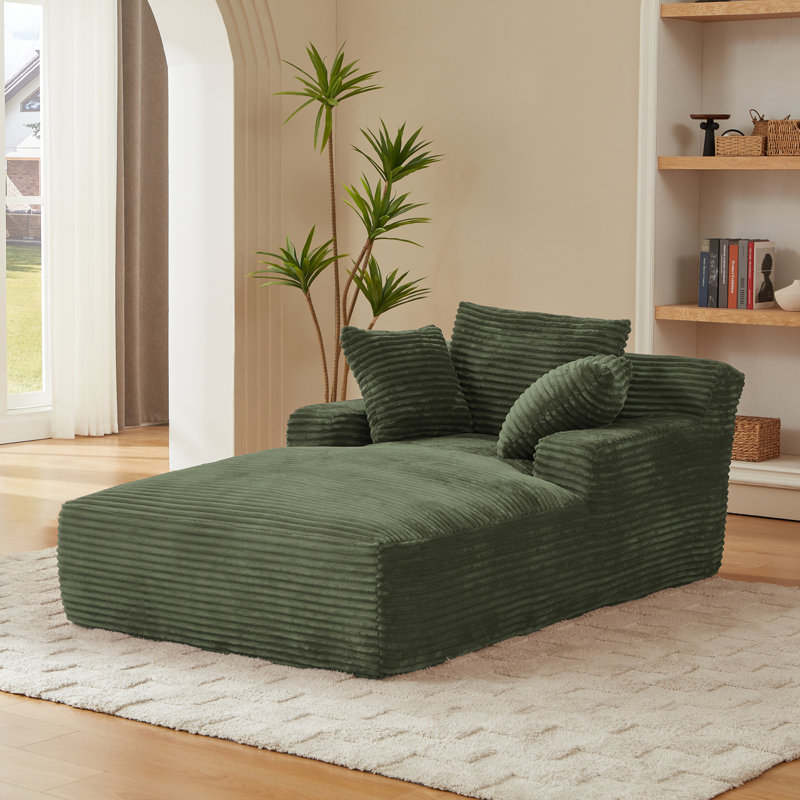 Méridienne surdimensionnée rembourrée Corduroy, Vert