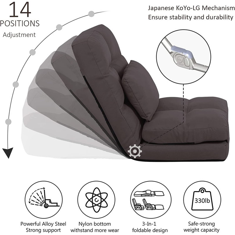 Isabelle & Max Adjustable Reclining Ergonomic Swiveling Floor Game Chair in Brown, Brown