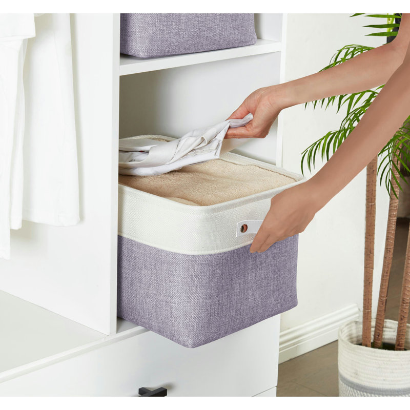 Bac en tissu, Mauve / blanc, 3
