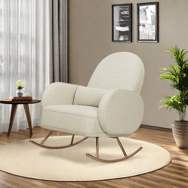 Chaise berçante luxueuse et durable, Blanc cassé