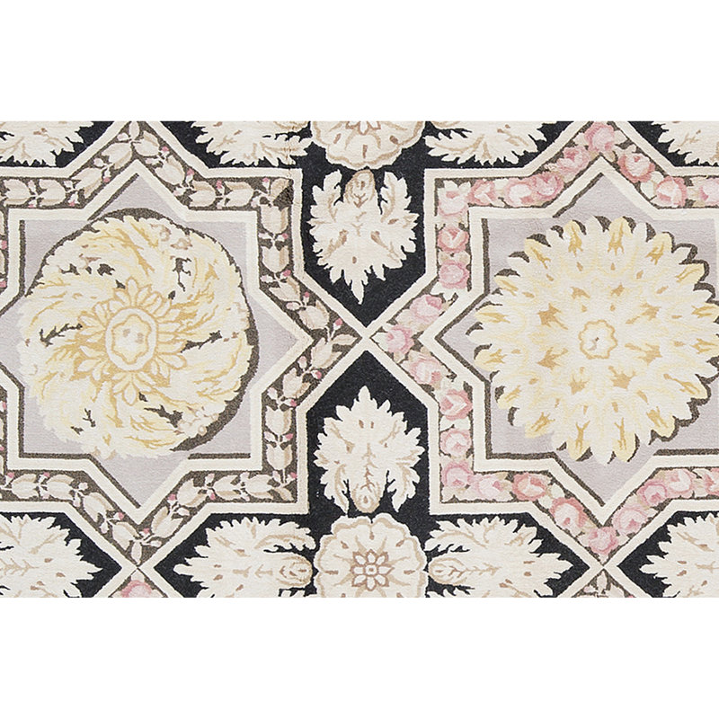 Hand-Knotted High-Quality Black and Gray Area Rug