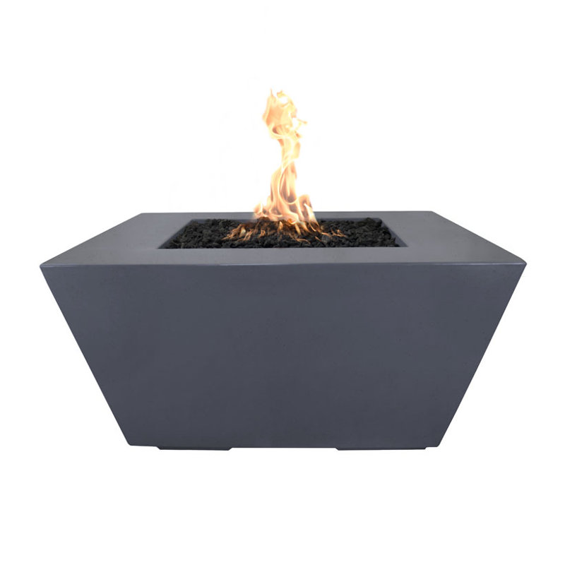 Redan Square Concrete Smokeless Fire Pit Table, Gray, Propane
