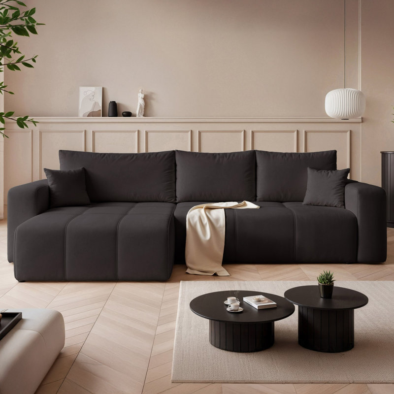 4 Seater Sofa Bed, Black