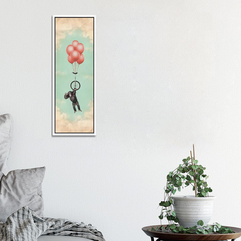 The Unicycle Incident III 1 Piece Panoramic Wall Art on Canvas, 30.48 cm H x 91.44 cm W, White Framed