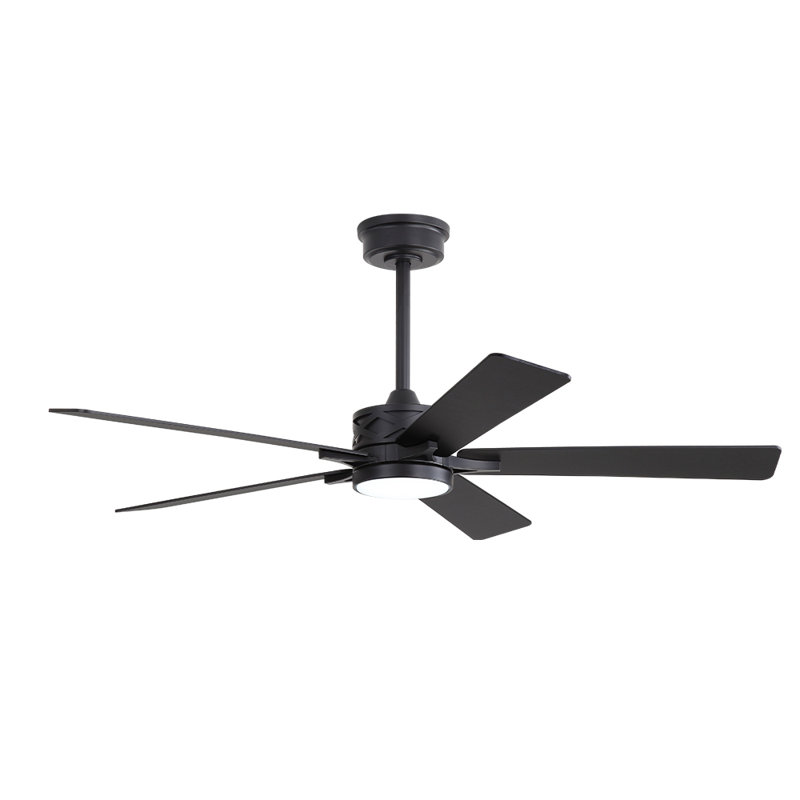 Portico 5 Blades Indoor Ceiling Fan with Light Kit and Remote, Black, Black, 52"