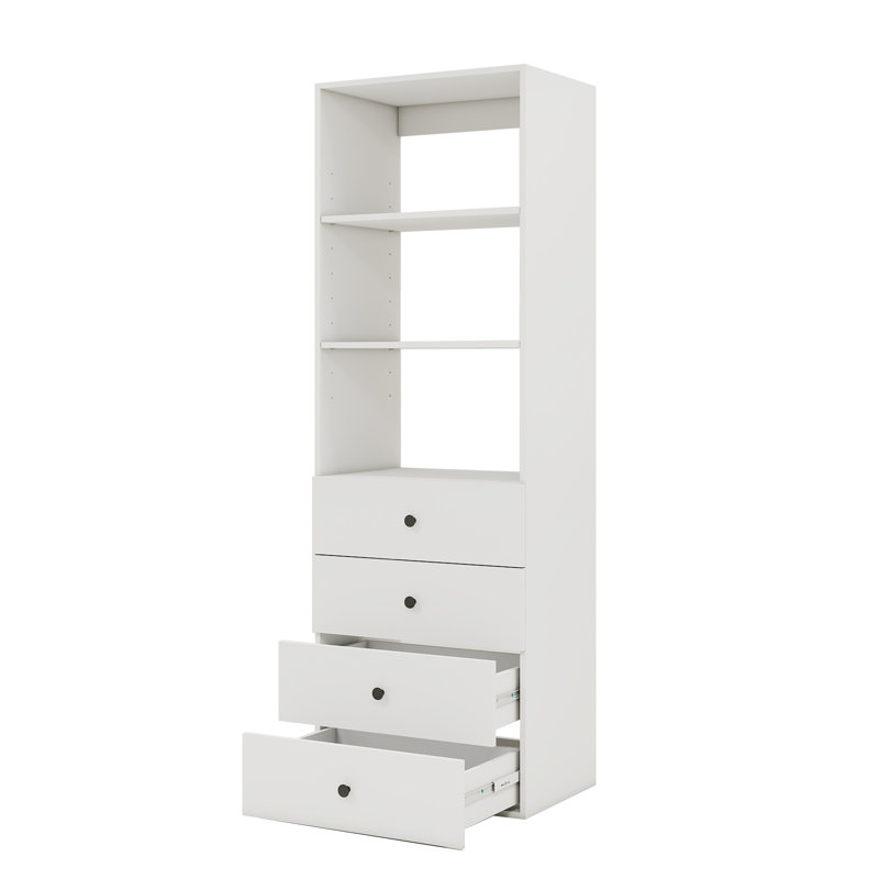 Zoely 23.40'' Closet System with Drawers, White