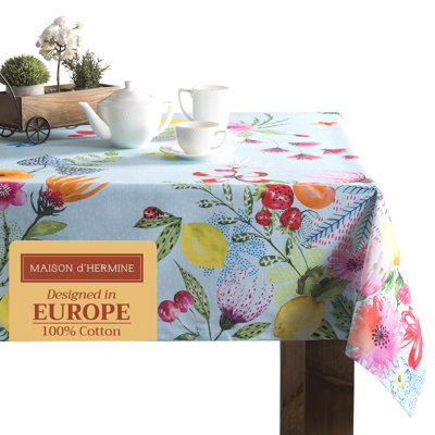 Maison d'Hermine Jardin D'Ete - Mint 100% Cotton Tablecloth - 70" x 120"