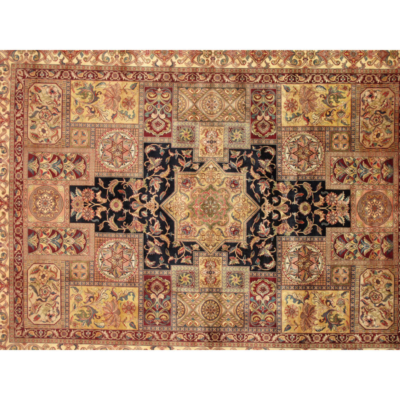 Agra Hand Knotted Wool Oriental Area Rug in Brown/Black