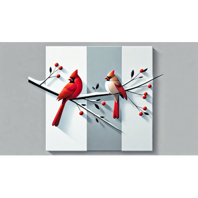 Art moderne sur toile, "Modern Cardinals Triptych"