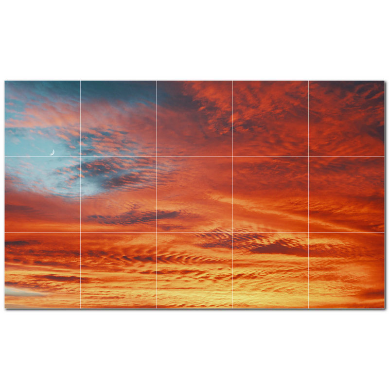 Murale en céramique satinée Sunset Photo 6 po x 6 po