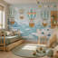 Papier peint paysage de montgolfière arctique enfants chambre d'enfant-446841779-446841804